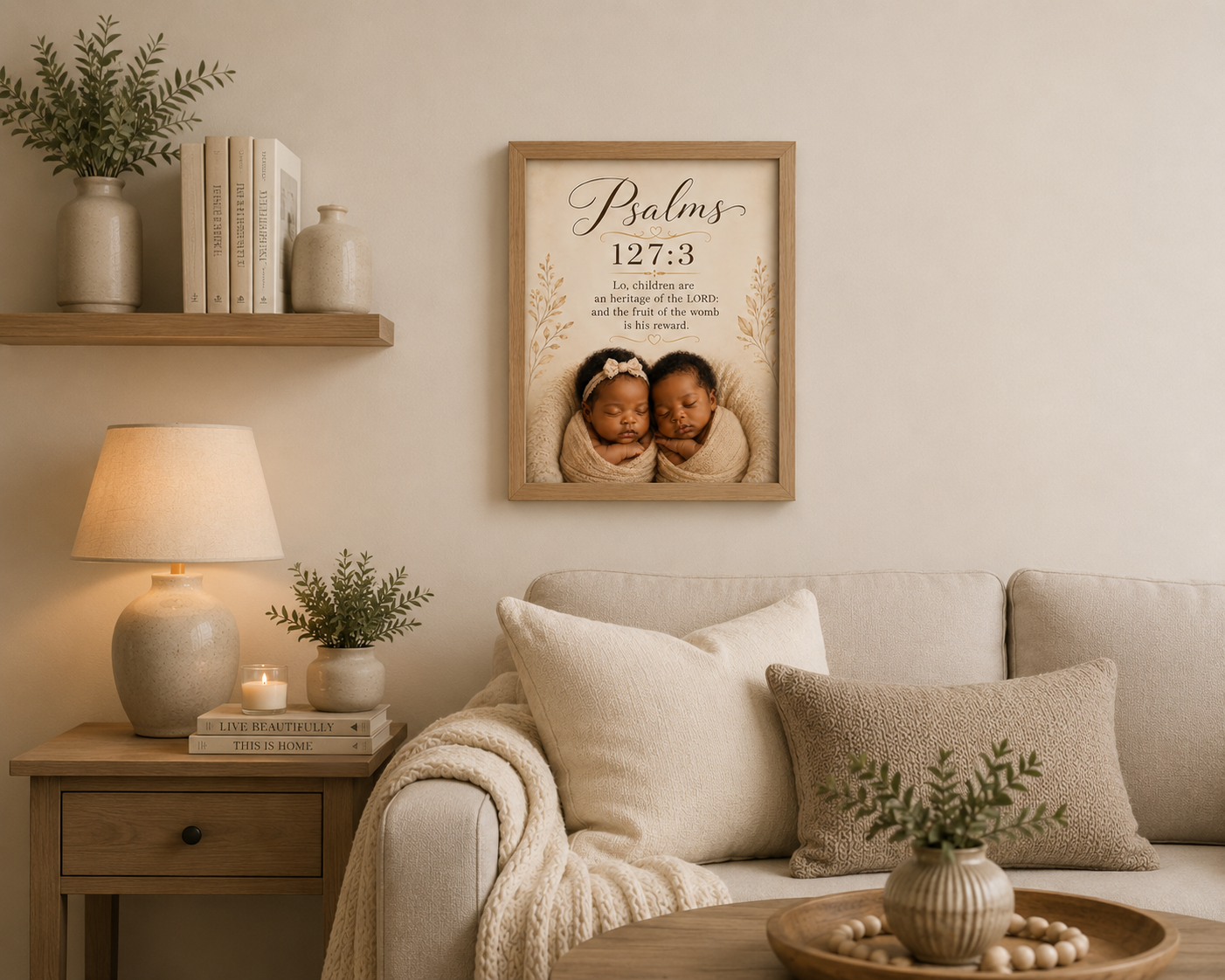 Psalms 127:3- Twin babies Christian Wall Art/ Nursery Bible verse Canvas Print