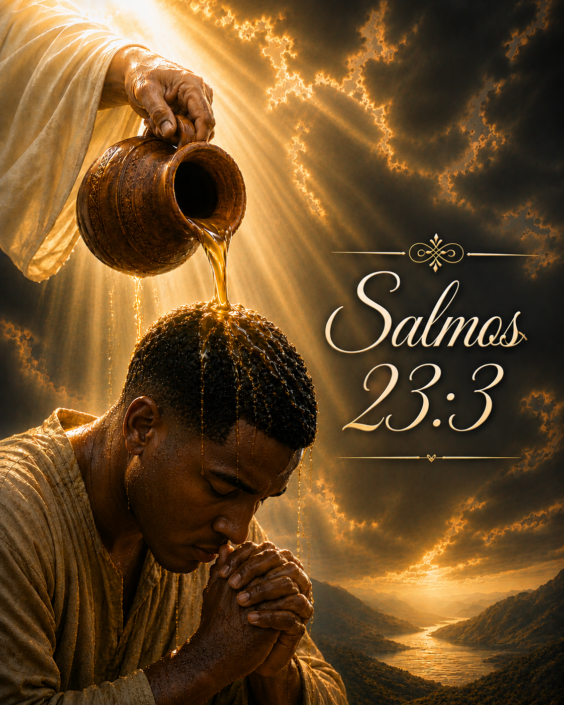 Salmos 23:3 ' Unges mi cabeza con aceite; mi copa esta rebosando".