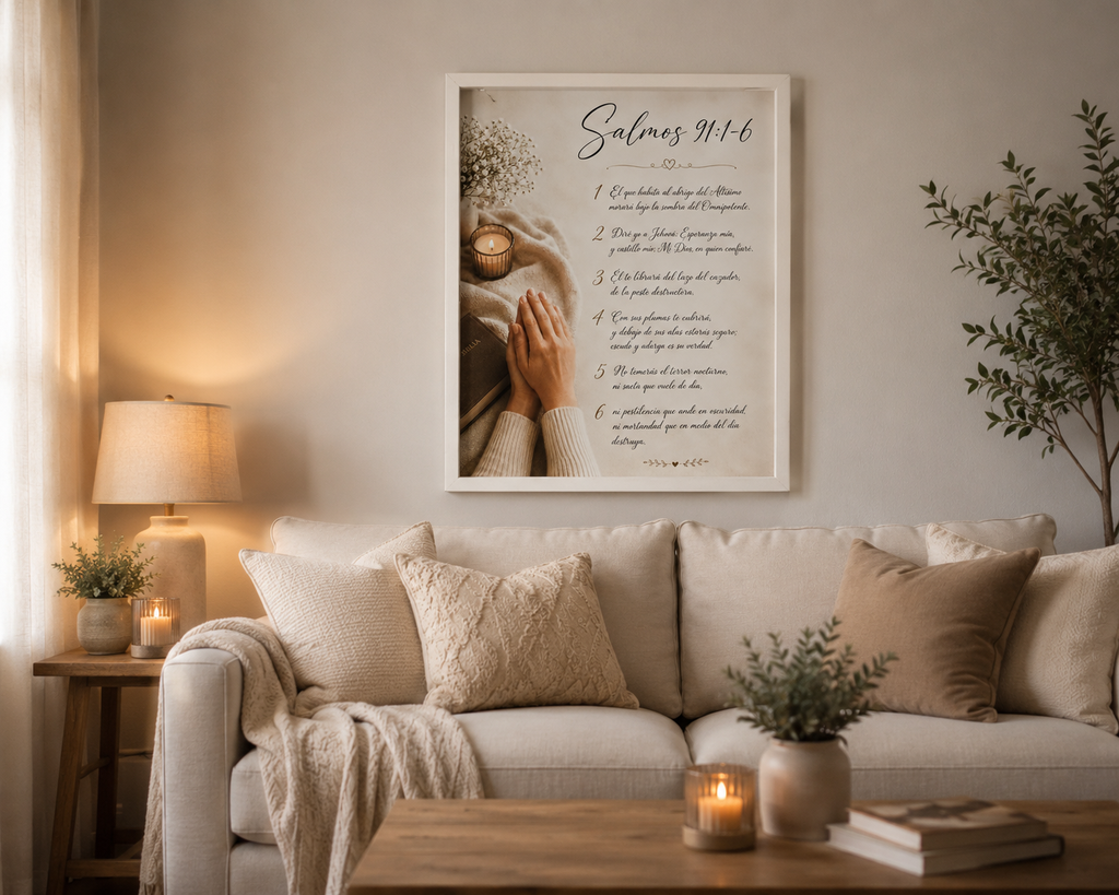 Salmos 91- Cuadro Cristiano en lienzo(canvas) Proteccion y confianza en Dios