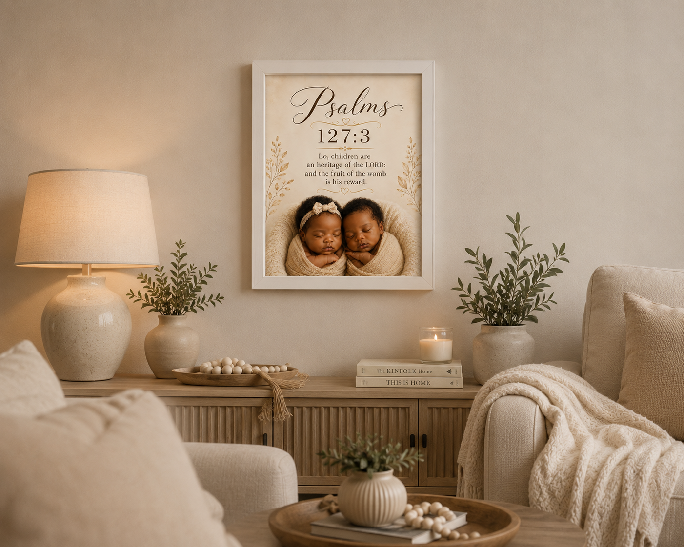 Psalms 127:3- Twin babies Christian Wall Art/ Nursery Bible verse Canvas Print