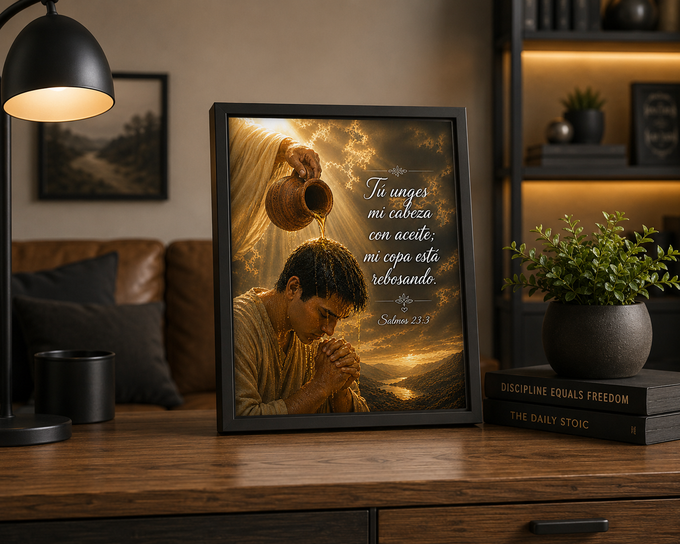 Salmos 23:3 ' Unges mi cabeza con aceite; mi copa esta rebosando".