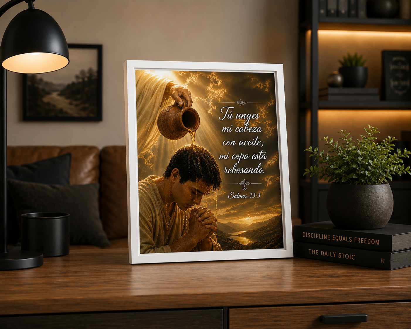 Salmos 23:3 ' Unges mi cabeza con aceite; mi copa esta rebosando".
