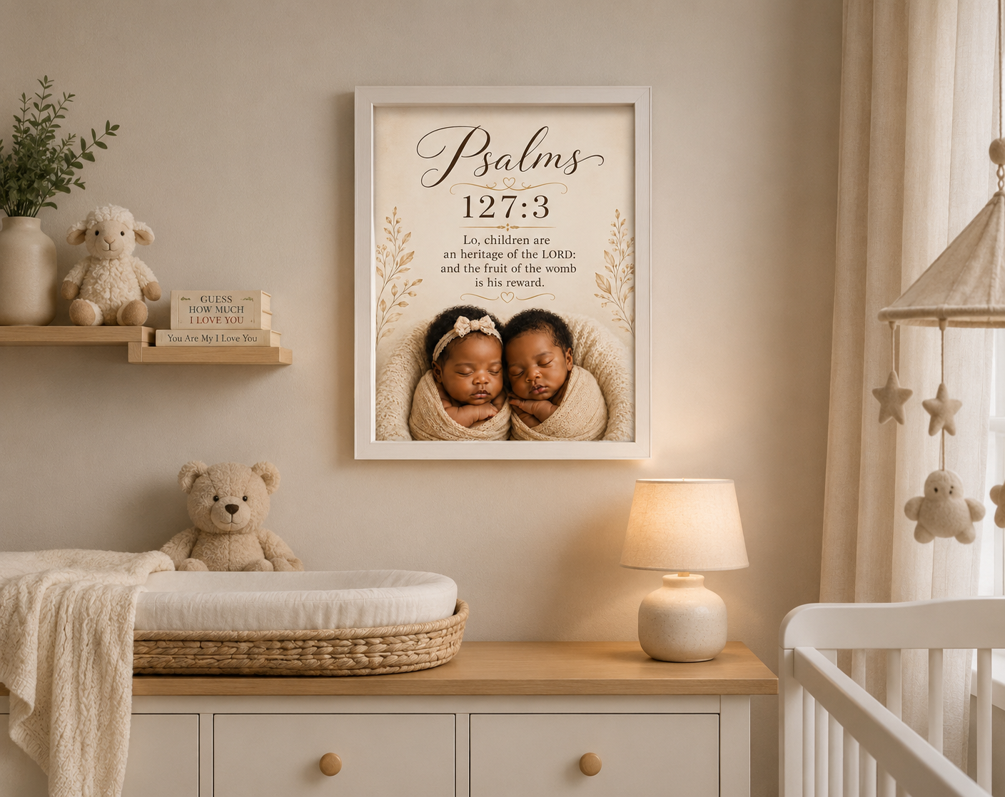 Psalms 127:3- Twin babies Christian Wall Art/ Nursery Bible verse Canvas Print