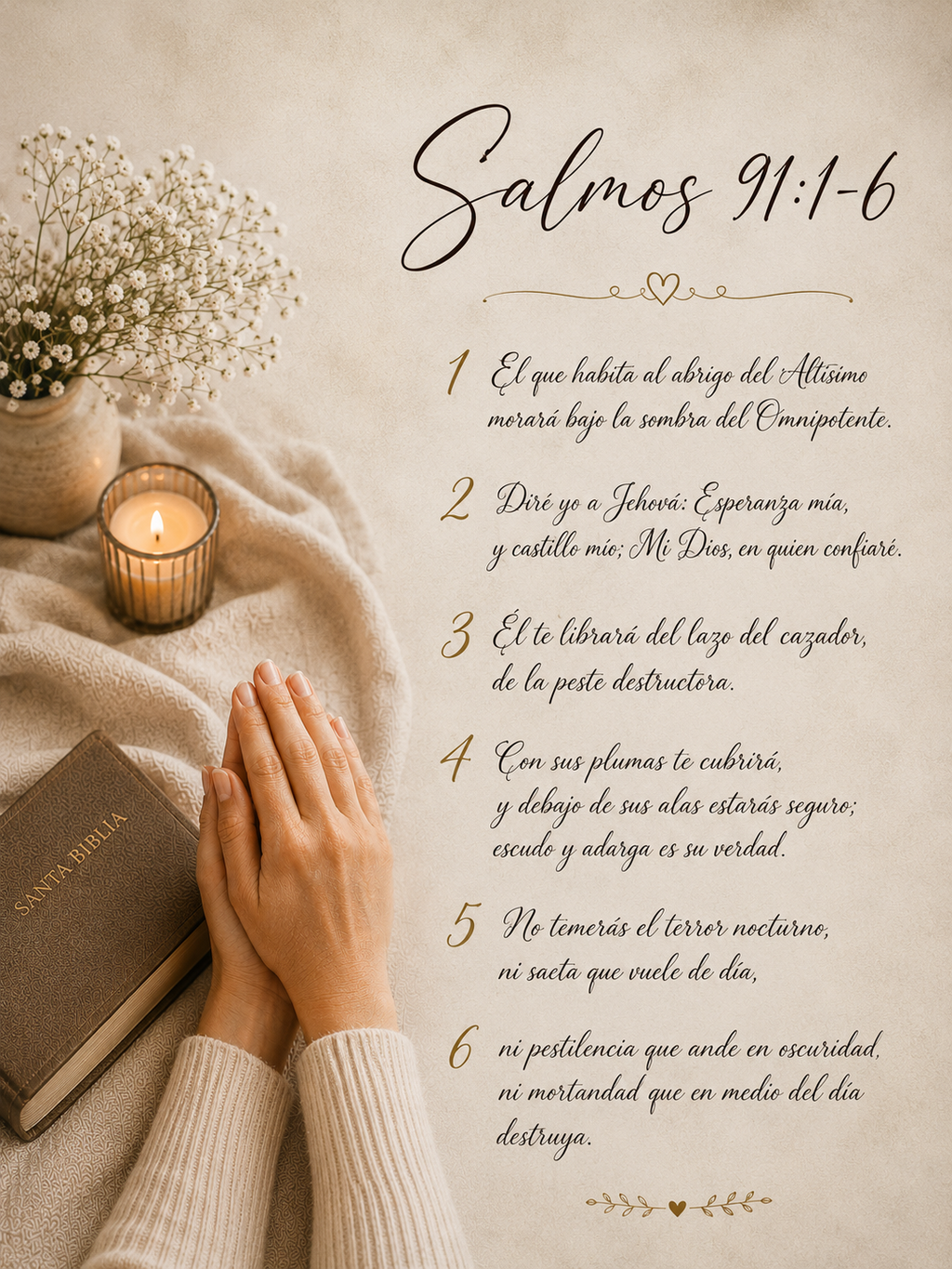 Salmos 91- Cuadro Cristiano en lienzo(canvas) Proteccion y confianza en Dios