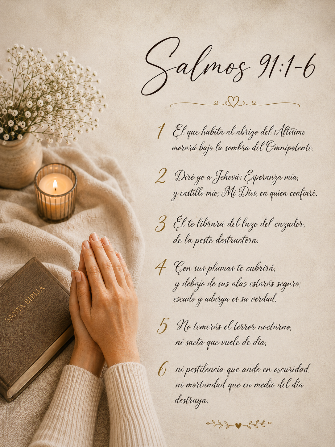 Salmos 91- Cuadro Cristiano en lienzo(canvas) Proteccion y confianza en Dios